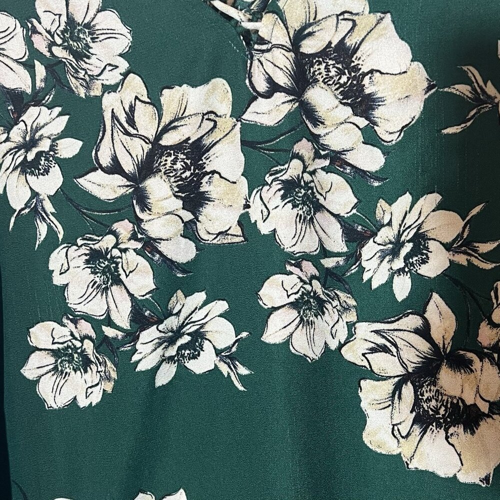 Sanctuary Anthropologie Women Top Small Size Green Floral Long Bell Sleeve - Picture 7 of 9